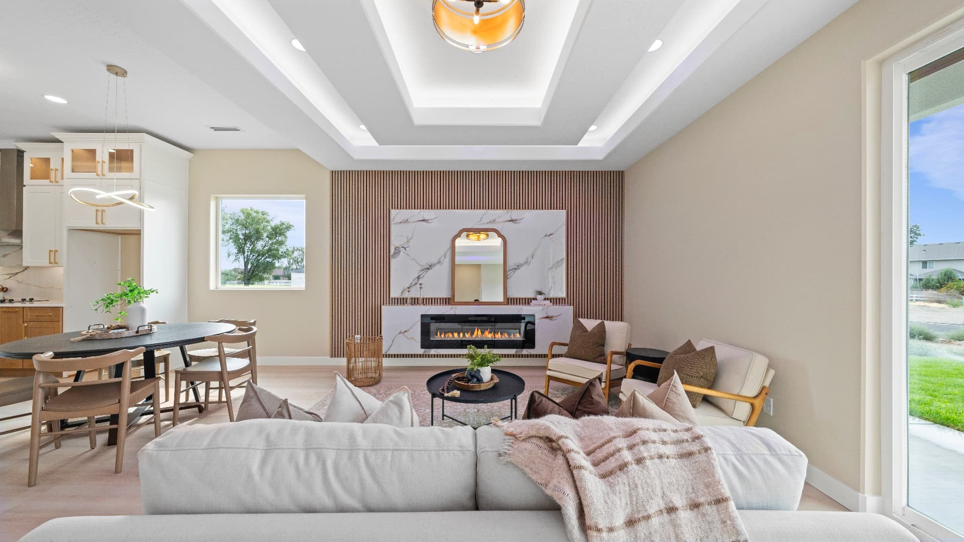 Living room fireplace and architectural finishes at 1022 Rd 64